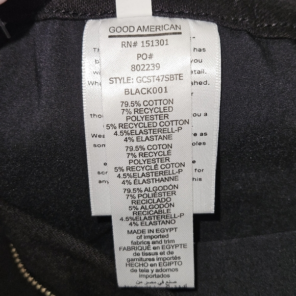 Good American Good Curve Straight Black Denim: 20 Plus 28" Inseam - Picture 10 of 13